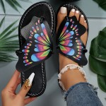 Women's Butterfly Shaped Thong Sandals, Slip On Soft Sole Lightweight Casual Flats, Non-slip Summer Beach Slides