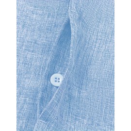 Men's Stylish Loose Solid Shirt, Casual Breathable Lapel Button Up Short Sleeve Shirt Top For City Walk Street Hanging Outdoor Activities